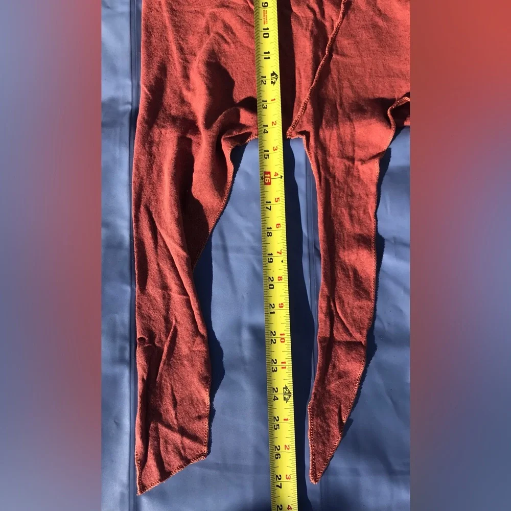 RARE Vintage THANK YOU Rusty Orange Asymmetrical Tie-Front Crop Tee - XS/S - Picture 6 of 6